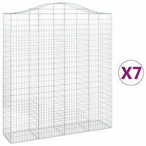 vidaXL 7 db íves horganyzott vas gabion kosár 200x50x220/240 cm kép