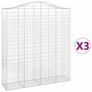 vidaXL 3 db íves horganyzott vas gabion kosár 200x50x220/240 cm kép