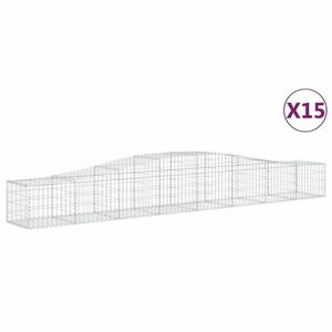 vidaXL 15 db íves horganyzott vas gabion kosár 400x50x40/60 cm kép