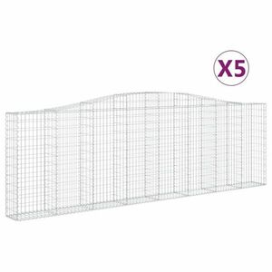 vidaXL 5 db íves horganyzott vas gabion kosár 400x30x120/140 cm kép