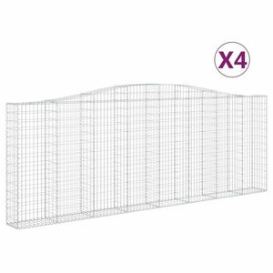 vidaXL 4 db íves horganyzott vas gabion kosár 400x30x140/160 cm kép