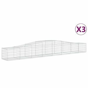 vidaXL 3 db íves horganyzott vas gabion kosár 400x50x40/60 cm kép