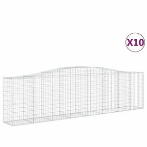 vidaXL 10 db íves horganyzott vas gabion kosár 400x50x100/120 cm kép