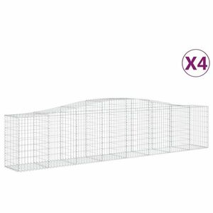 vidaXL 4 db íves horganyzott vas gabion kosár 400x50x80/100 cm kép