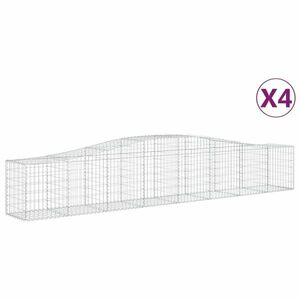 vidaXL 4 db íves horganyzott vas gabion kosár 400x50x60/80 cm kép