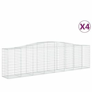 vidaXL 4 db íves horganyzott vas gabion kosár 400x50x100/120 cm kép