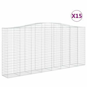 vidaXL 15 db íves horganyzott vas gabion kosár 400x50x180/200 cm kép