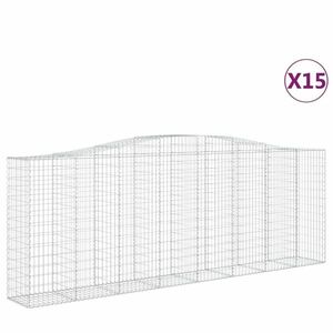 vidaXL 15 db íves horganyzott vas gabion kosár 400x50x140/160 cm kép