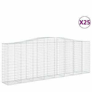 vidaXL 25 db íves horganyzott vas gabion kosár 400x50x140/160 cm kép