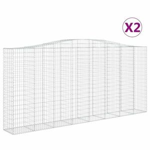 vidaXL 2 db íves horganyzott vas gabion kosár 400x50x180/200 cm kép