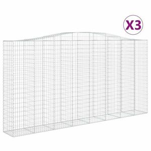 vidaXL 3 db íves horganyzott vas gabion kosár 400x50x200/220 cm kép