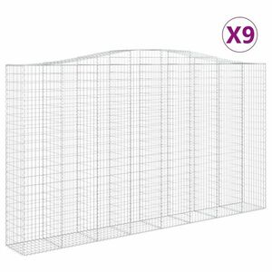 vidaXL 9 db íves horganyzott vas gabion kosár 400x50x220/240 cm kép