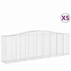 vidaXL 5 db íves horganyzott vas gabion kosár 400x50x120/140 cm kép