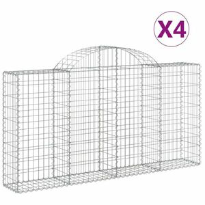 vidaXL 4 db íves horganyzott vas gabion kosár 200x30x100/120 cm kép