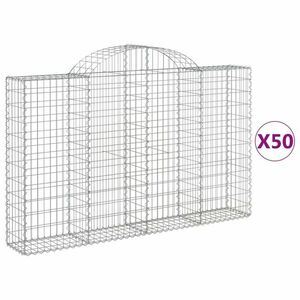 vidaXL 50 db íves horganyzott vas gabion kosár 200x30x120/140 cm kép