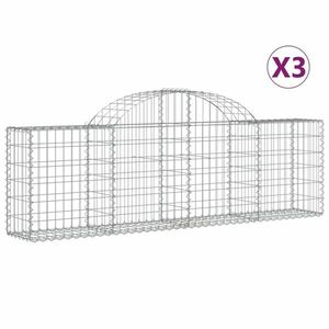 vidaXL 3 db íves horganyzott vas gabion kosár 200x30x60/80 cm kép