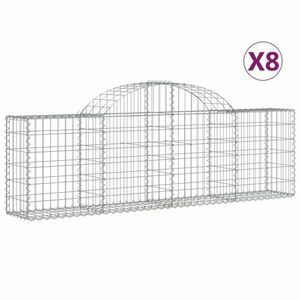 vidaXL 8 db íves horganyzott vas gabion kosár 200x30x60/80 cm kép