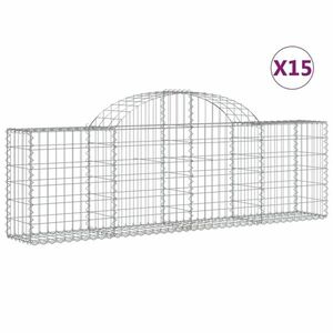 vidaXL 15 db íves horganyzott vas gabion kosár 200x30x60/80 cm kép