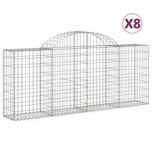 vidaXL 8 db íves horganyzott vas gabion kosár 200x30x80/100 cm kép