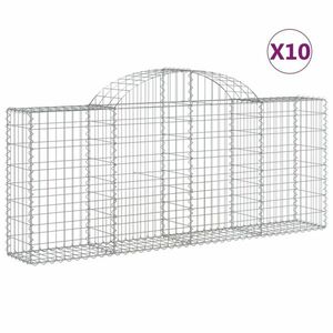 vidaXL 10 db íves horganyzott vas gabion kosár 200x30x80/100 cm kép