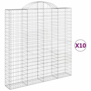 vidaXL 10 db íves horganyzott vas gabion kosár 200x30x200/220 cm kép