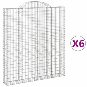 vidaXL 6 db íves horganyzott vas gabion kosár 200x30x220/240 cm kép