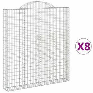 vidaXL 8 db íves horganyzott vas gabion kosár 200x30x220/240 cm kép