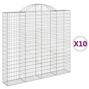 vidaXL 10 db íves horganyzott vas gabion kosár 200x30x180/200 cm kép