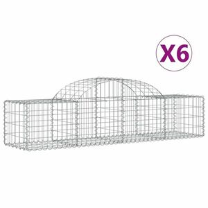 vidaXL 6 db íves horganyzott vas gabion kosár 200x50x40/60 cm kép