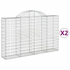 vidaXL 2 db íves horganyzott vas gabion kosár 200x30x120/140 cm kép