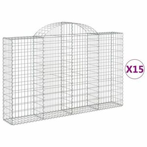 vidaXL 15 db íves horganyzott vas gabion kosár 200x30x120/140 cm kép