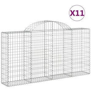 vidaXL 11 db íves horganyzott vas gabion kosár 200x30x100/120 cm kép