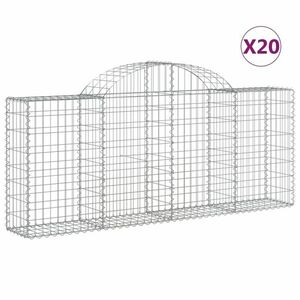 vidaXL 20 db íves horganyzott vas gabion kosár 200x30x80/100 cm kép