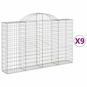 vidaXL 9 db íves horganyzott vas gabion kosár 200x30x120/140 cm kép