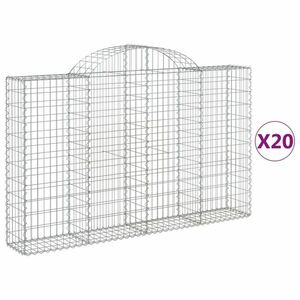 vidaXL 20 db íves horganyzott vas gabion kosár 200x30x120/140 cm kép