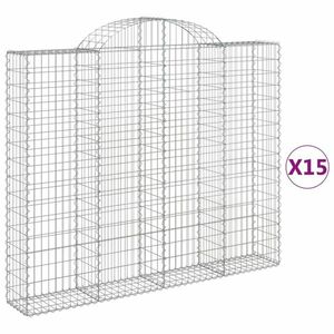 vidaXL 15 db íves horganyzott vas gabion kosár 200x30x160/180 cm kép