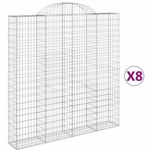 vidaXL 8 db íves horganyzott vas gabion kosár 200x30x200/220 cm kép