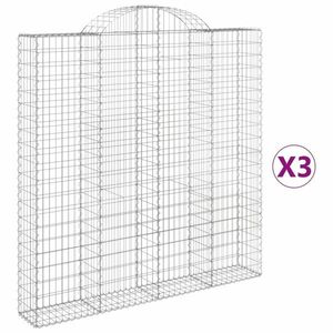 vidaXL 3 db íves horganyzott vas gabion kosár 200 x 30 x 200/220 cm kép