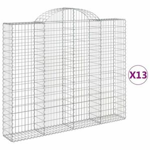 vidaXL 13 db íves horganyzott vas gabion kosár 200x30x160/180 cm kép