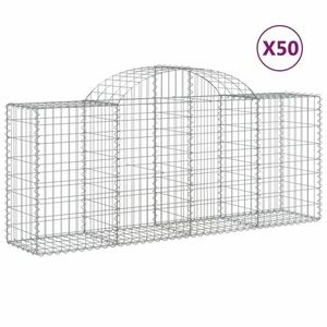 vidaXL 50 db íves horganyzott vas gabion kosár 200x50x80/100 cm kép