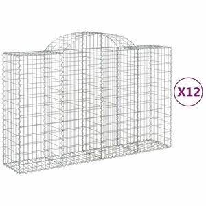 vidaXL 12 db íves horganyzott vas gabion kosár 200x50x120/140 cm kép