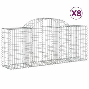 vidaXL 8 db íves horganyzott vas gabion kosár 200x50x80/100 cm kép