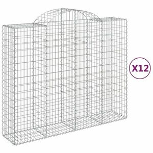 vidaXL 12 db íves horganyzott vas gabion kosár 200x50x160/180 cm kép