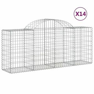 vidaXL 14 db íves horganyzott vas gabion kosár 200x50x80/100 cm kép