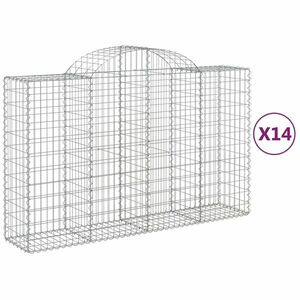 vidaXL 14 db íves horganyzott vas gabion kosár 200x50x120/140 cm kép