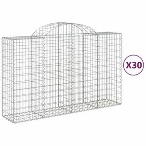 vidaXL 30 db íves horganyzott vas gabion kosár 200x50x120/140 cm kép