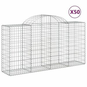 vidaXL 50 db íves horganyzott vas gabion kosár 200x50x100/120 cm kép