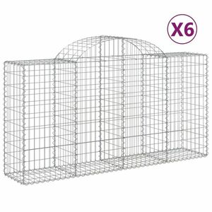 vidaXL 6 db íves horganyzott vas gabion kosár 200 x 50 x 100/120 cm kép