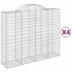 vidaXL 4 db íves horganyzott vas gabion kosár 200x50x160/180 cm kép