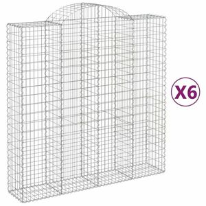 vidaXL 6 db íves horganyzott vas gabion kosár 200x50x200/220 cm kép